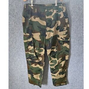 Vintage US Military Woodland Camo BDU Combat Cargo Trousers Medium Regular 1988